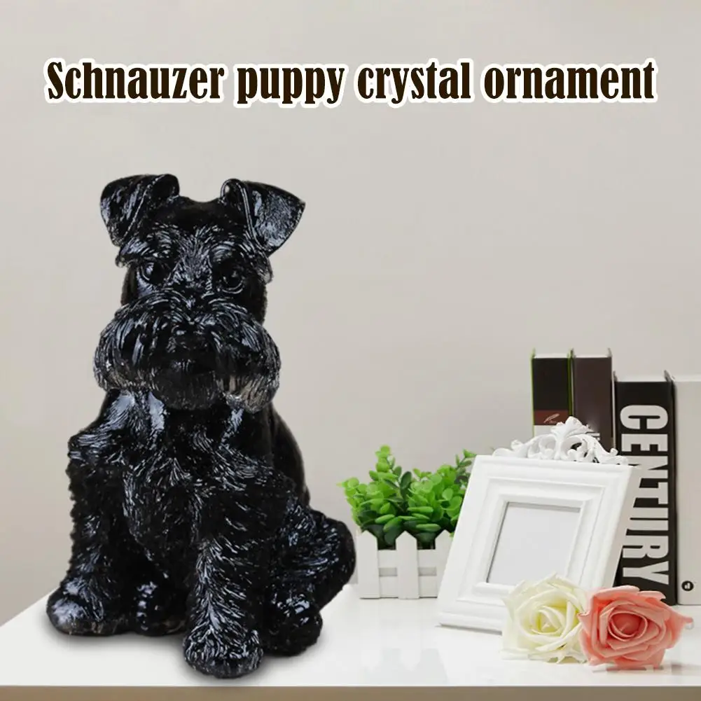 Natural Crystal Gravel Drip Glue Ornaments Schnauzer Cute Puppy Doberman Desktop Ornaments Study Living Room Decoration