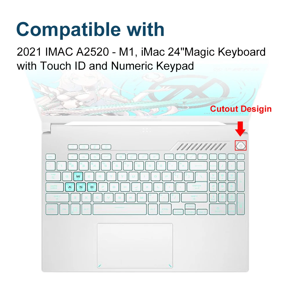 HRH Silicone Keyboard Cover laptop Skin Protector For Asus Tianxuan 3(FX507), Tianxuan 3 Ruilong Edition，Tianxuan air 2022