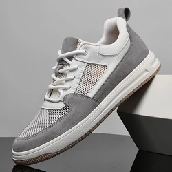 High End Brand Men's Sports Shoes Breathable Fabric Men's Casual Shoes Simple White Running Shoes Lace Up Wear-resistant