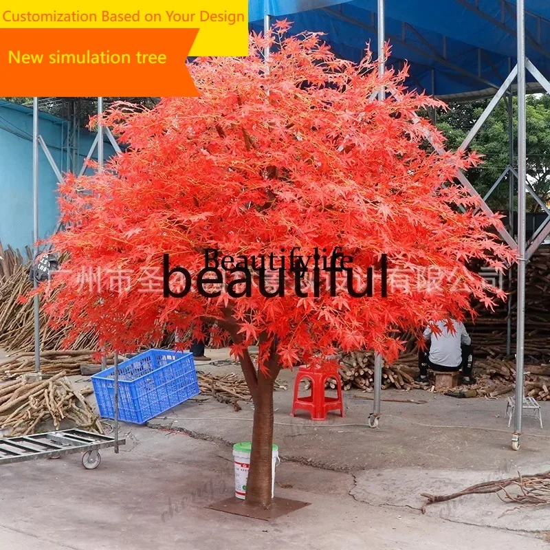 A09  Simulation red maple maple tree, indoor decoration fake tree simulation tree, large maple exhibition hall