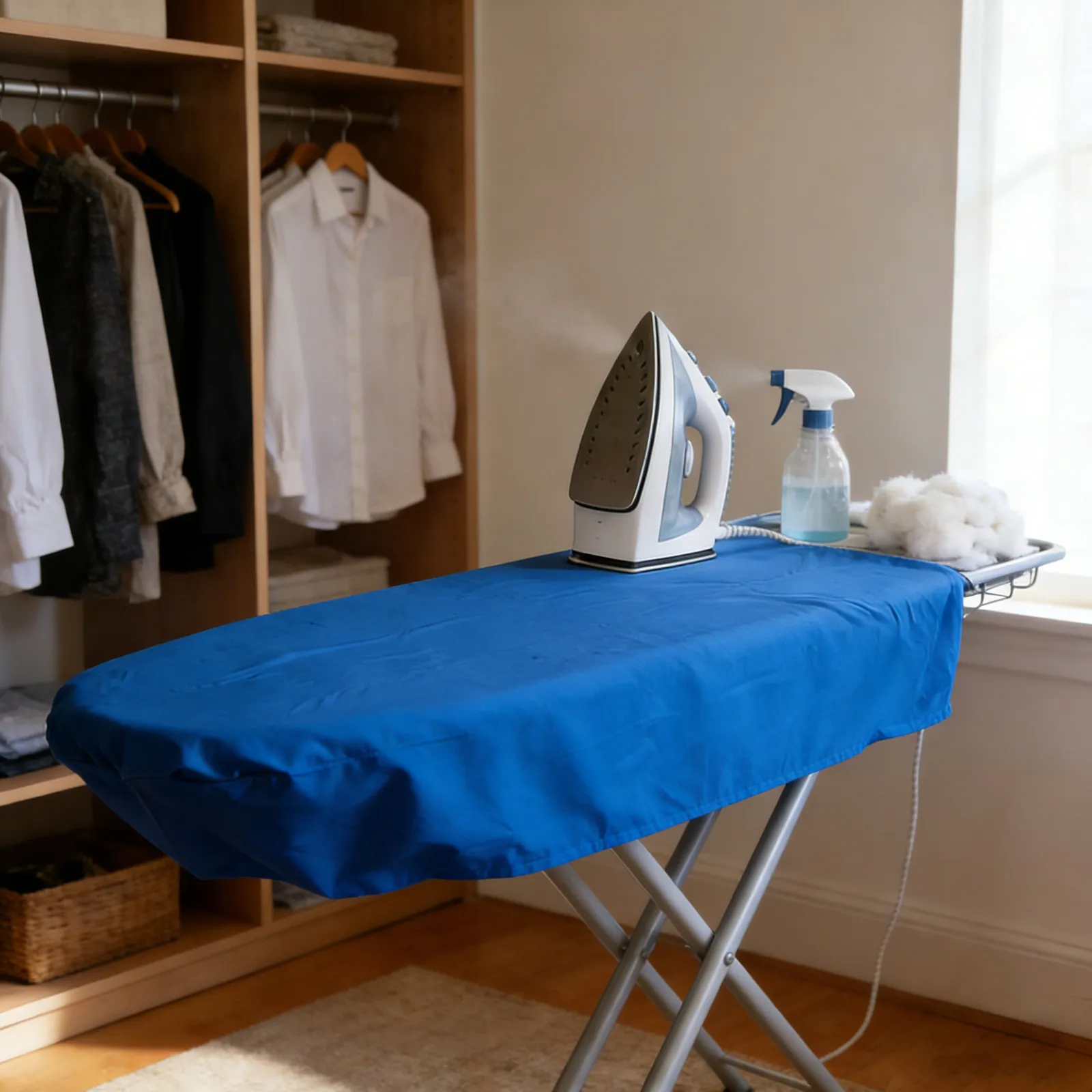 Heat Resistant Quilted Insulated Tabletop Ironing Board Cover Blue 58.95x31.44 Inch Anti Scald Protective Cloth Home Laundry