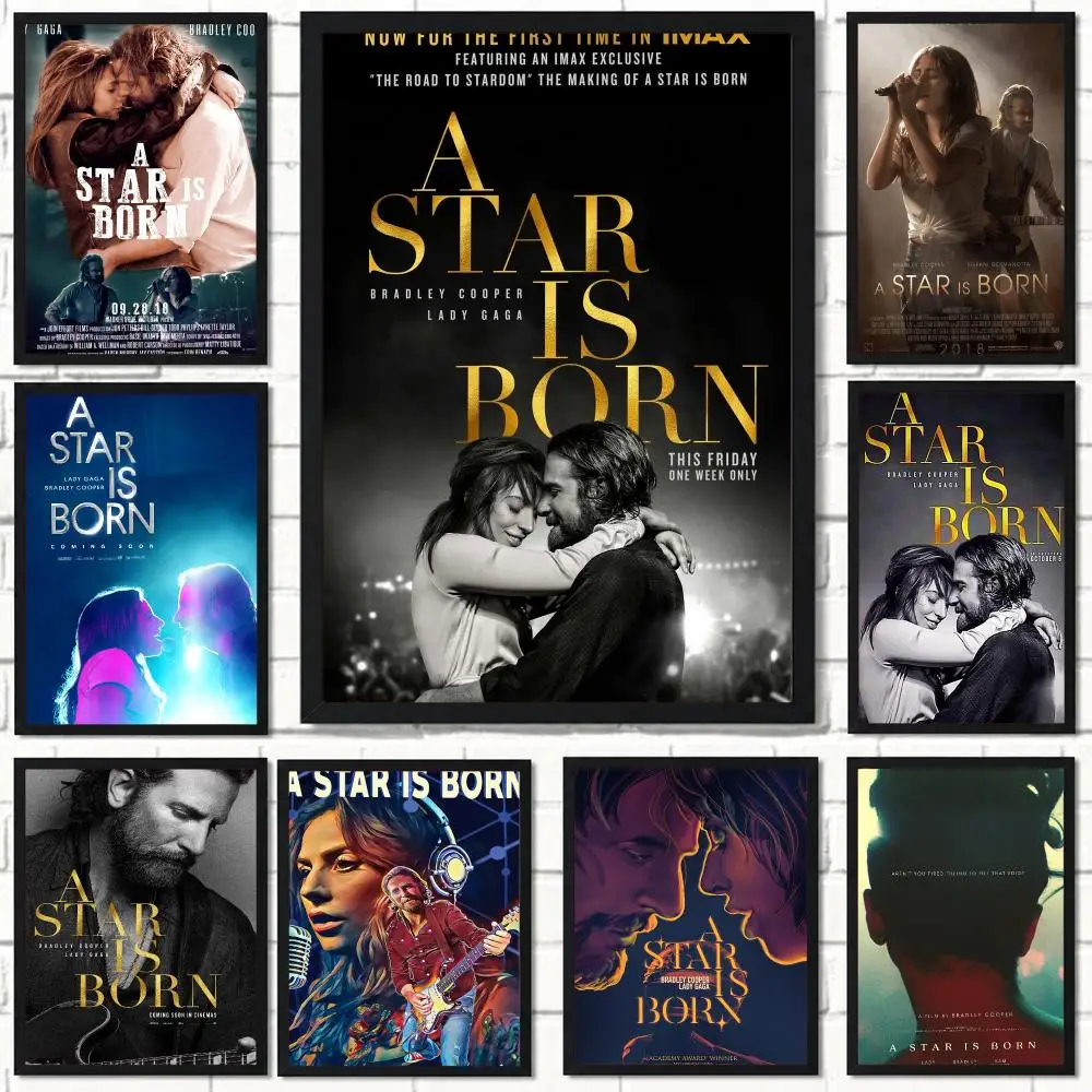 classic movie A-A Star Is Born 2018-N Poster Self Adhesive Wall Decor for Modern Home Cafe Office and Bar
