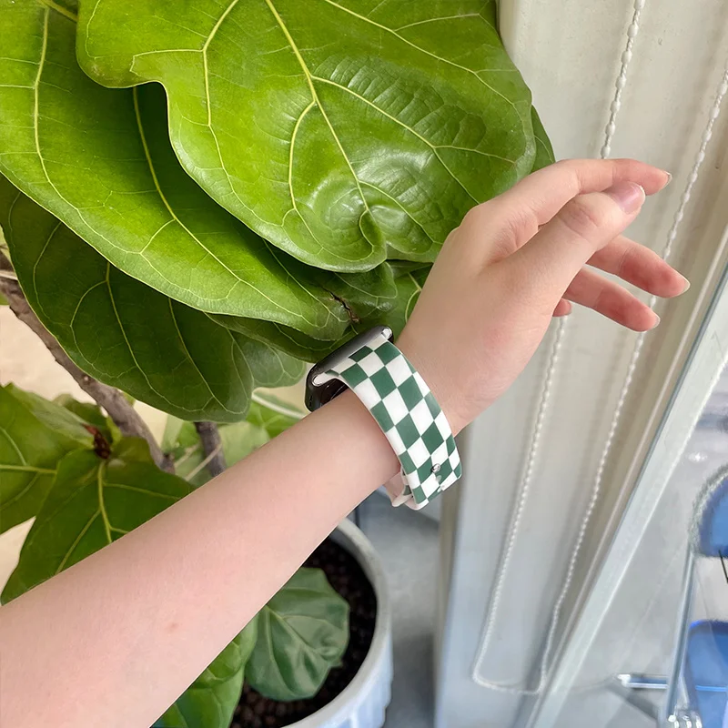 เกาหลี Checkerboard Lattice สำหรับ Apple นาฬิกา Series 7 41มม.45มม.44มม.40Mm Correa 38/แฟชั่น42มม.สำหรับ IWatch 6 SE 5