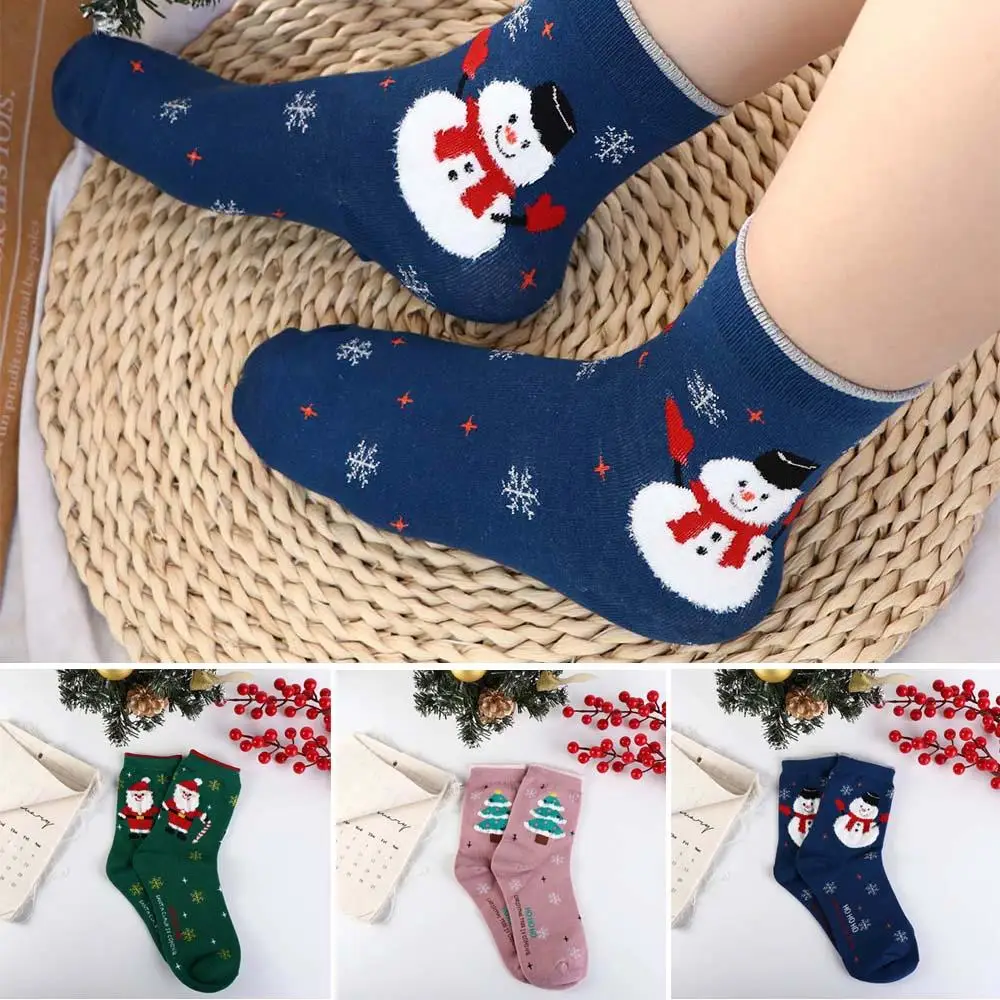 

Harajuku Cotton Christmas Socks Santa Claus Snowman Cartoon Hosiery Korean Style Cloth Accessories Mid-Tube Socks Girls