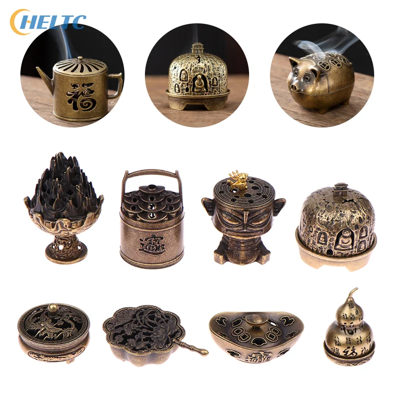 Plum Blossom Incense Burner With Handle Retro Lotus Hollow Out Incense Stick Burner Zinc Alloy Small Craft Home Decor