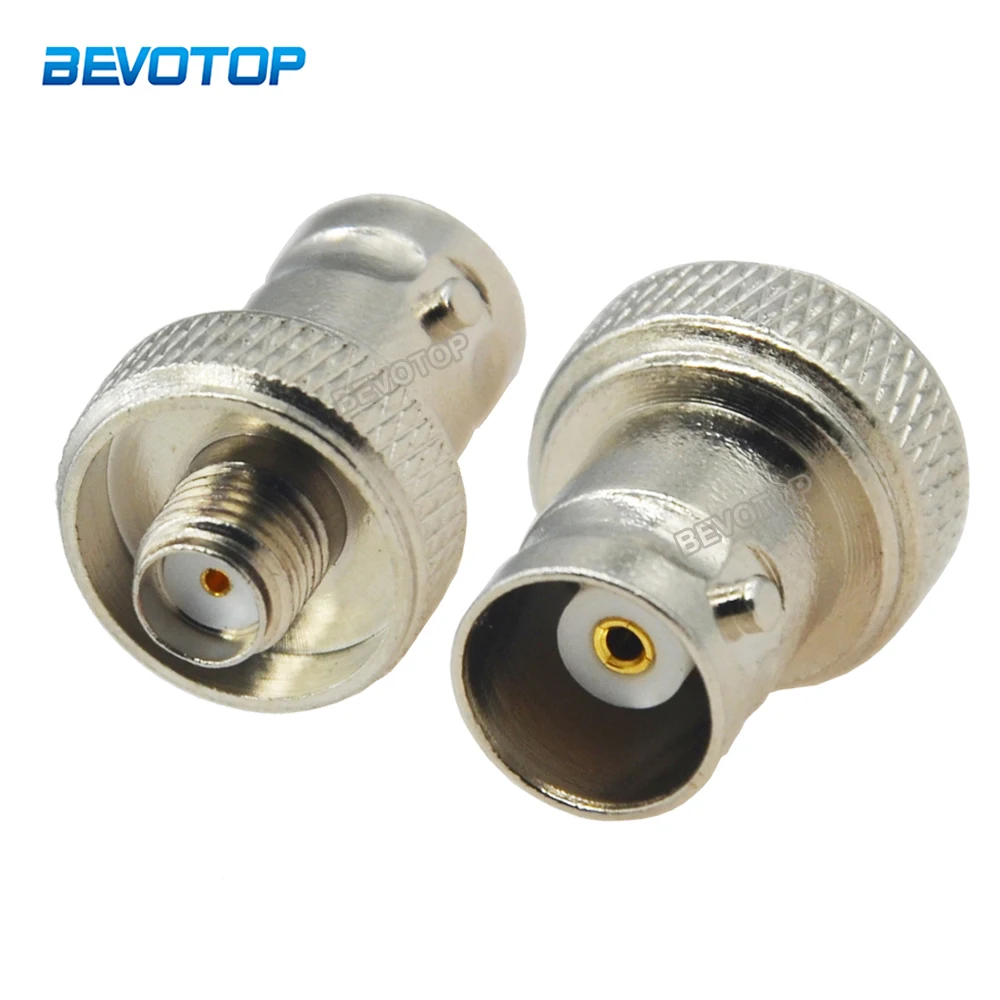 2Pcs/Lot BNC to SMA Connector Antenna BNC Female to SMA Female Nickel Plated Straight Coaxial RF Adapter for Vertex Icom Kenwood