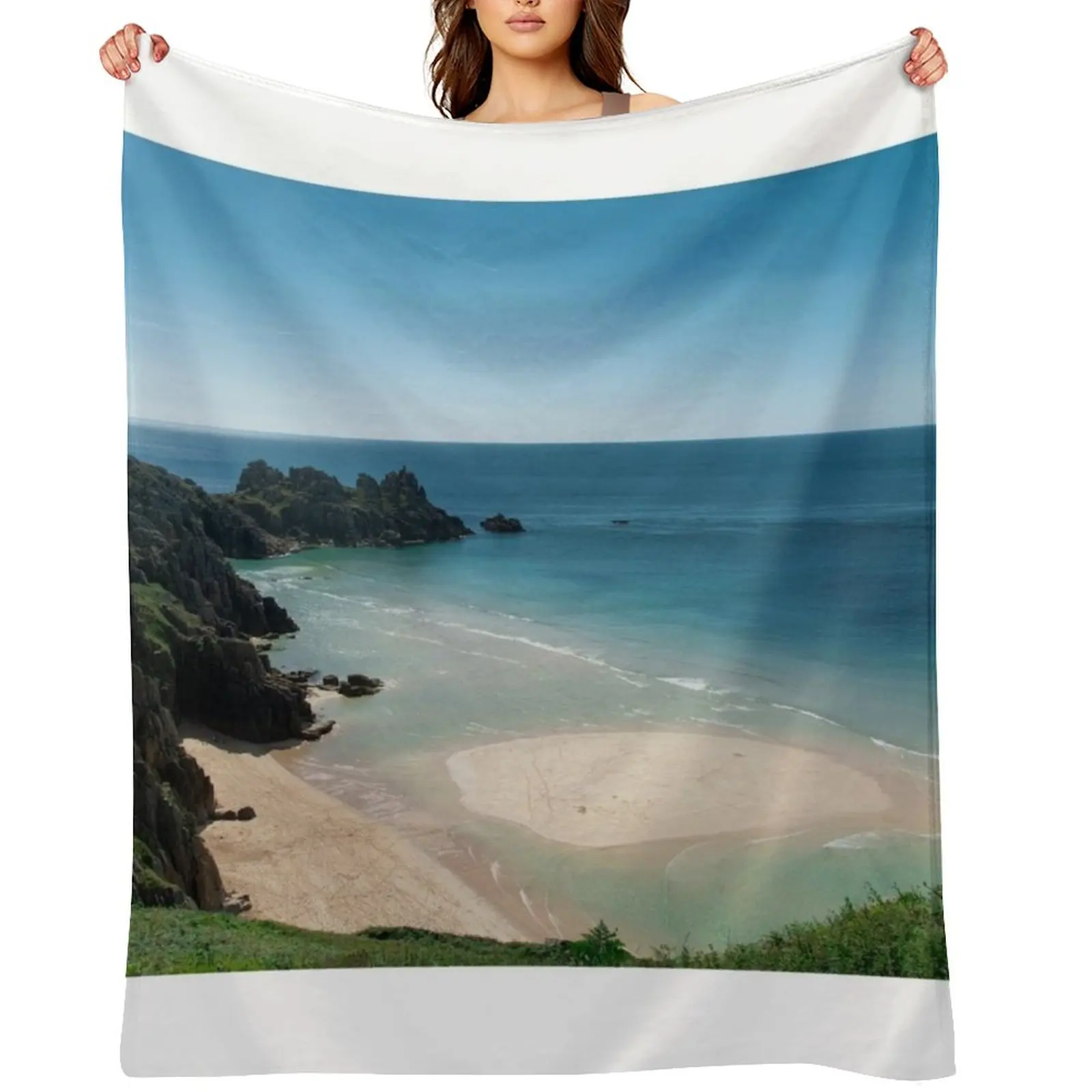 

Pedn Vounder Beach Cornwall, Poldark film location, Throw Blanket Polar Blankets Sofas Of Decoration blankets ands Blankets