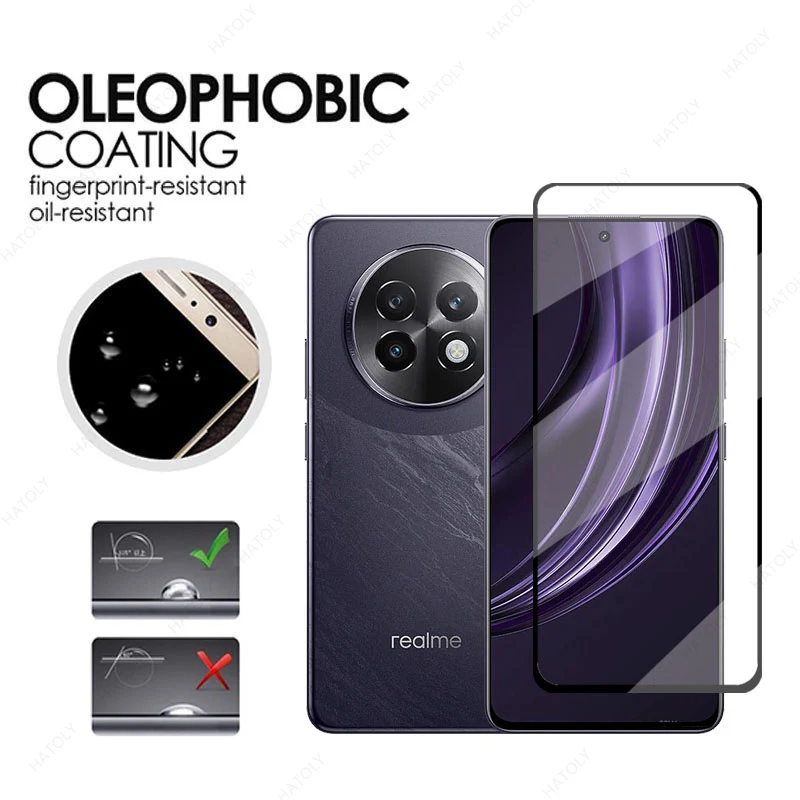 

For Realme 13 Plus Front Glass for Realme 13 Plus Black Edge Protective Film For Realme 13 5G Screen Protector Camera Protector