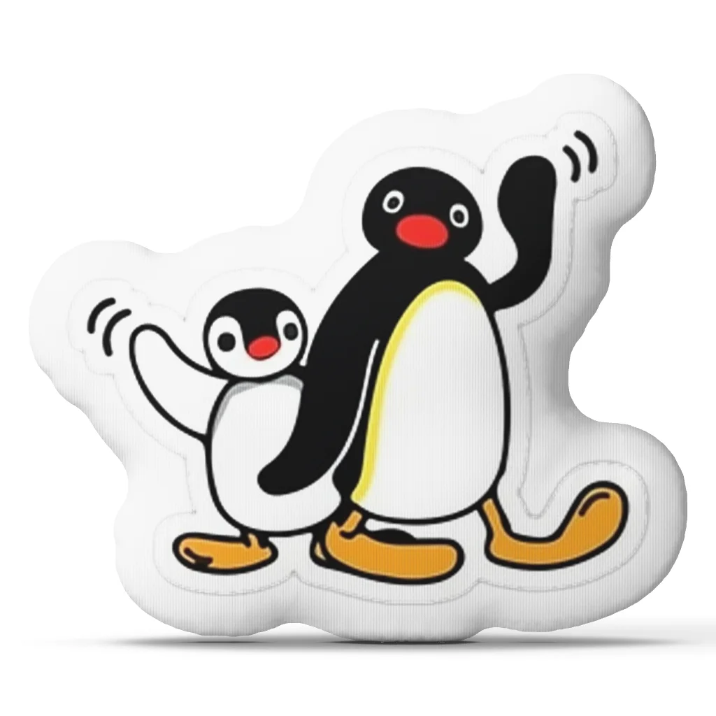 Cartoon Waving Penguin Pair Shaped Throw Pillow Stuffed Cushion Cute Decorative Accent Pillow for Sofa Bed and Home Decor