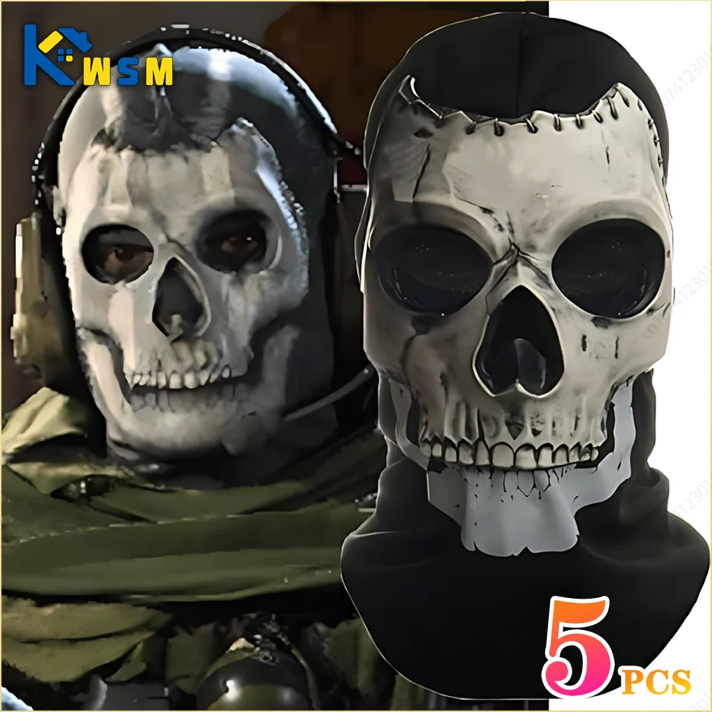 Halloween Horror Ghost Skull Mask Call of Duty MW2 Latex Headgear Helmet Cosplay Perform Party Masquerade Prop Skeleton Masks