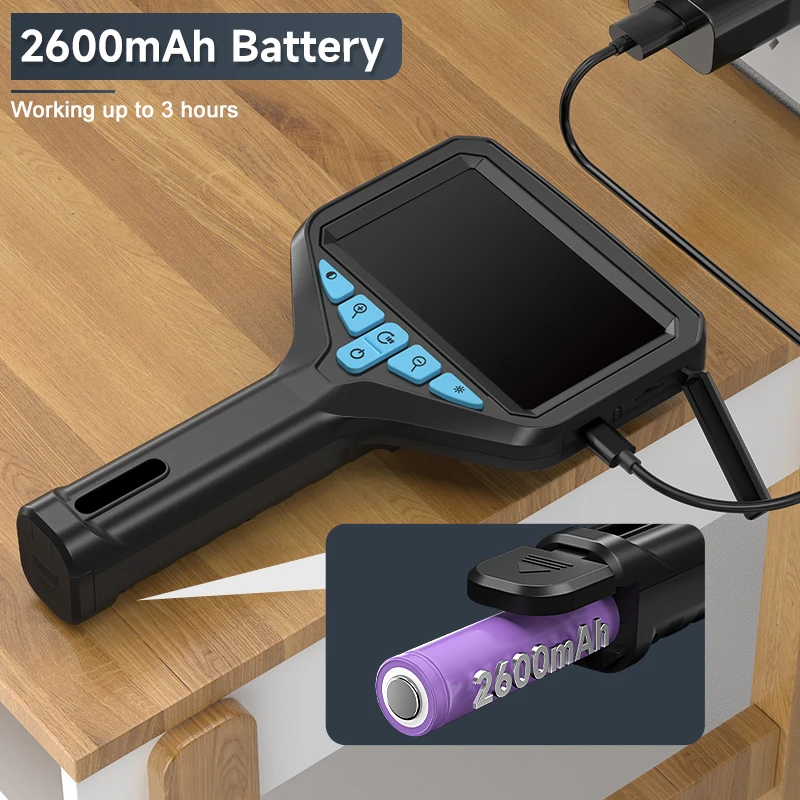 กล้อง Endoscopic อุตสาหกรรม 4.3 ''หน้าจอ IPS 2-100M HD1080P 8MM Probe รถท่อตรวจสอบท่อระบายน้ํา Borescope กันน้ํา LED 2600mAh