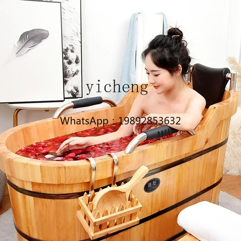 AA     bath wooden bucket thickened adult solid wood bathtub household sweat steam adult bath tub