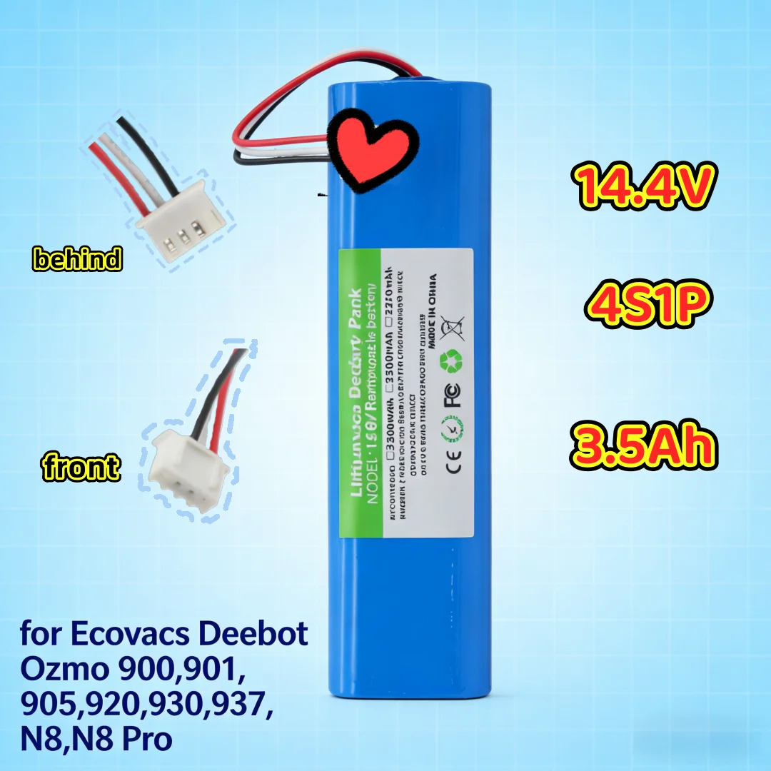 14.4V 3200mAh Li-ion Battery for Ecovacs Deebot Ozmo 900 901 905 920 930 937 N8 N8 Pro Robot Vacuum Cleaner Replacement Parts