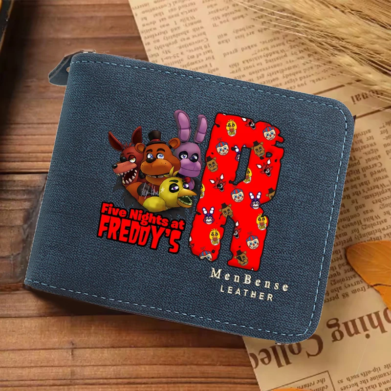 Мужской короткий кошелек Five Night At Freddy с надписью A-Z в стиле ретро, кошельки из искусственной кожи, держатель для удостоверений личности в стиле аниме, мужской складной кошелек на молнии для монет