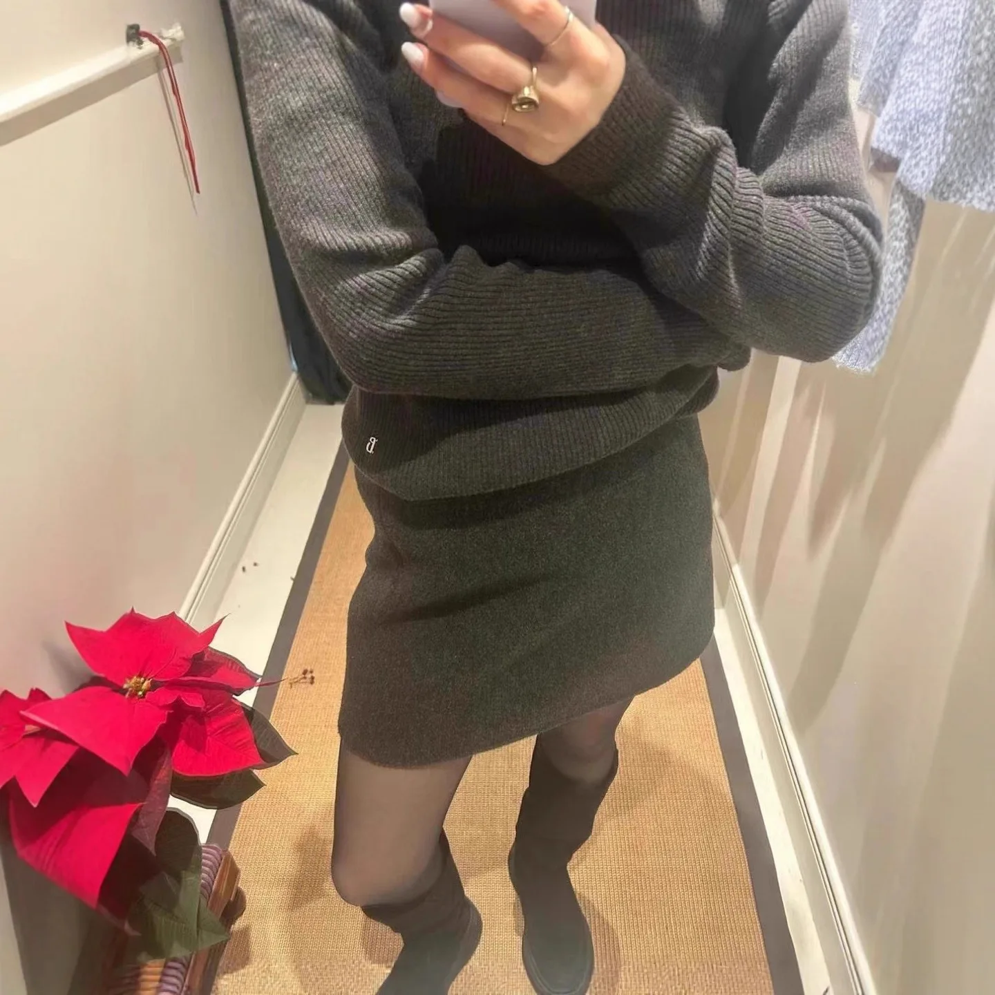 

THBARNNET Шерстяная юбка в Корейском стиле для похудения, удлиняющая юбка трапециевидной формы, простая H-образная форма, свободная посадка