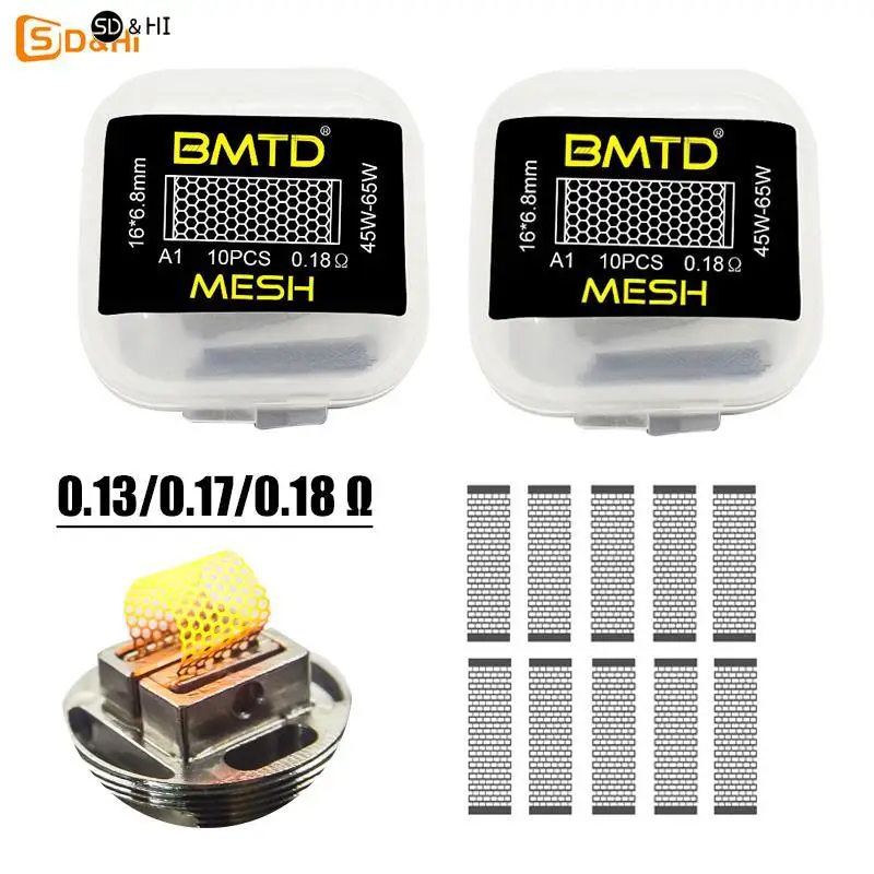 10Pcs Mesh Resistance Wire A1 Mesh Coil 0.13Ohm 0.16Ohm 0.17Ohm 0.18Ohm Heating Wire Coil For Profile DIY Coil