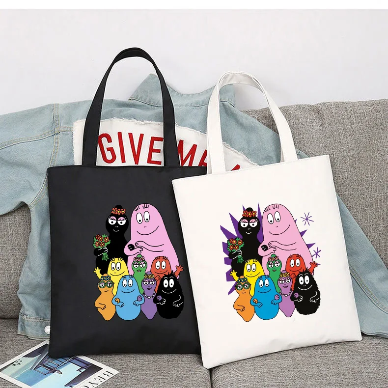 Cartoon Barbapapa Gilrs Women Shopper Bags Shopping Bag Tote Bag Shoulder Bag Canvas Bags Large Capacity College Handbag