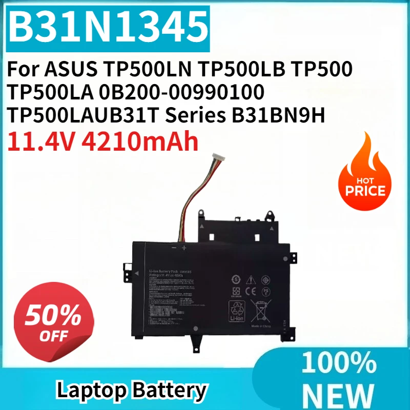 New Laptop Battery B31N1345 11.4V 4210mAh for ASUS TP500LN TP500LB TP500 TP500LA 0B200-00990100 TP500LAUB31T Series B31BN9H