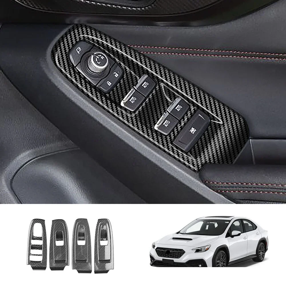 LHD RHD For Subaru WRX 2022 2023 ABS Black Carbon Fiber Window Swtich Panel Cover Trim Lift Button Sticker Auto Car Accessories