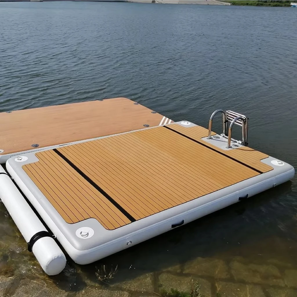 Popular Drop Stitch Roll up Inflatable Yacht Dock Floating Jet Ski Dock Pontoon Deck Inflatable Dock Platform for Swimming view 2