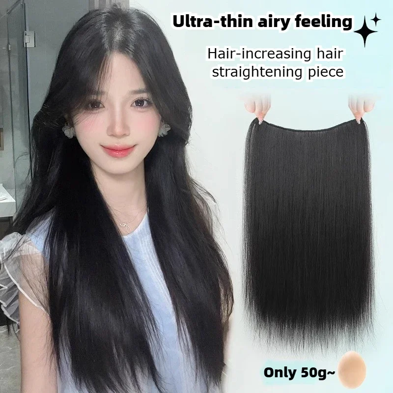 

Black Wig Long Straight Synthetic Wig 24inch Super Thin Light Soft Natural Hair for Dialy Use Airy Invisiblen Hair Extensions