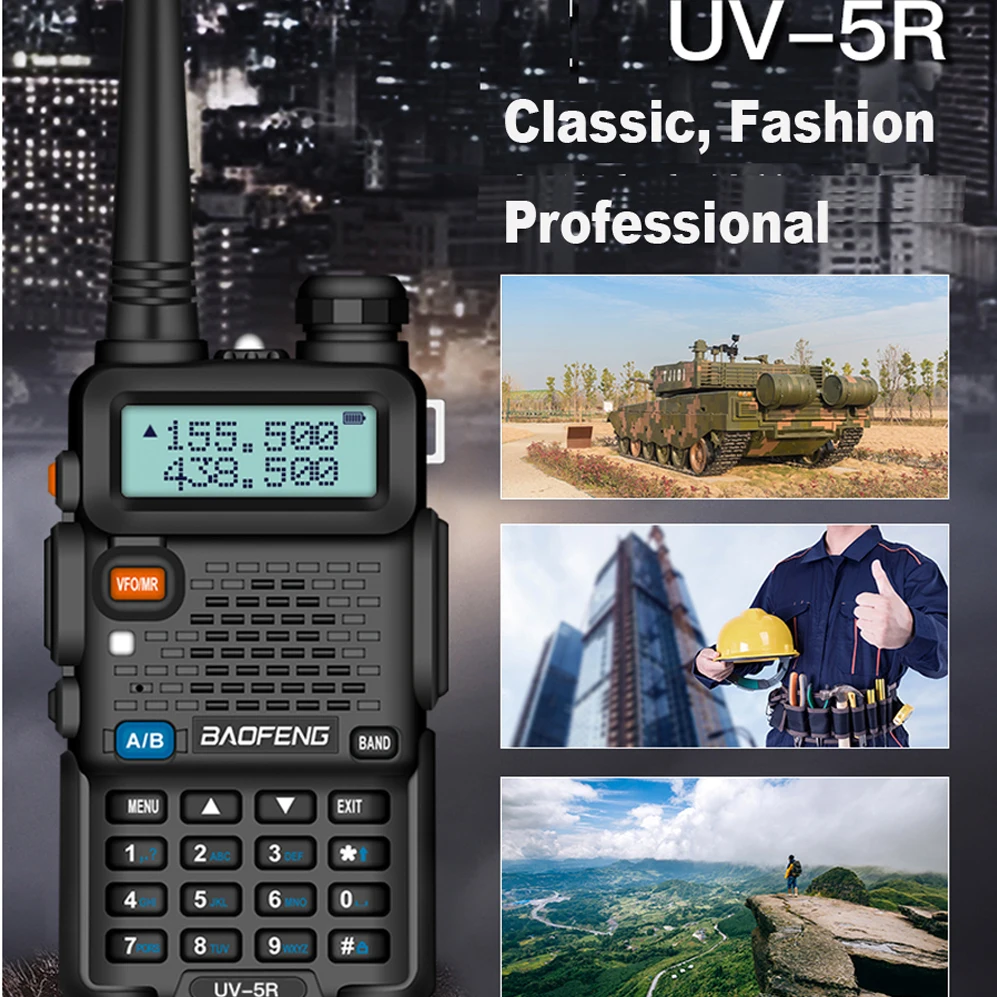 Baofeng UV-5R Walkie Talkie UV 5R 5W Dual Band Ham Two Way Radio Vhf Uhf FM Radio UV5R Handheld Transceiver Hunting