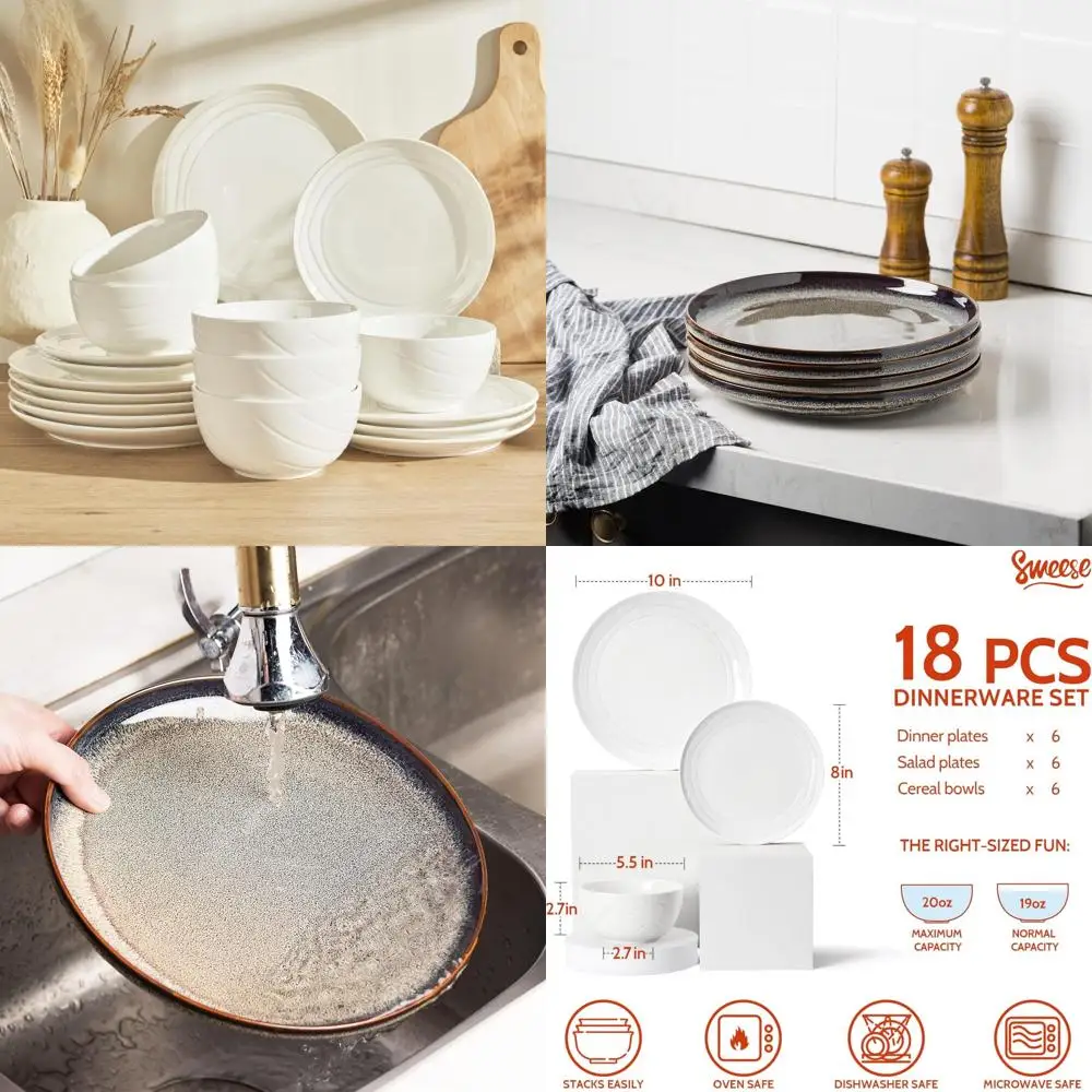 

Наборы фарфоровой посуды на 6 штук, наборы керамических тарелок и мисок, минималистичный обеденный сервиз ручной работы, чипсы и царапины.