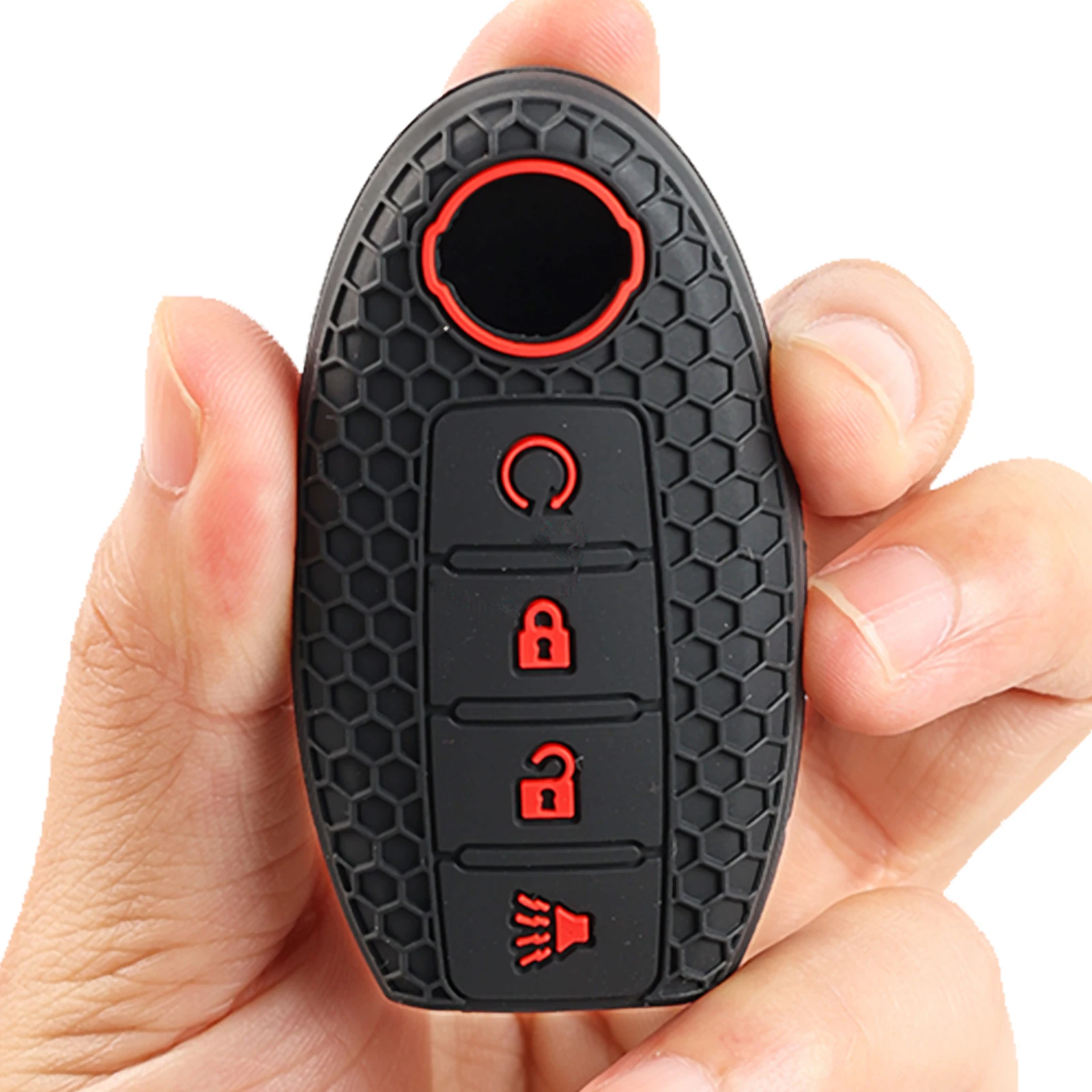 4 Button Remote Key Fob Ring Chain Case Cover Holder Shell Silicone For Nissan Titan XD Leaf Rogue Altima Maxima Versa 2020 2021 view 6