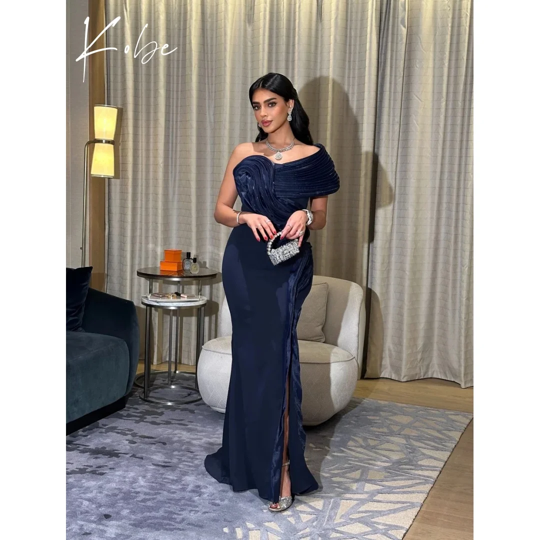 

Kobe Blue Side High Split Prom Dresses 2025 One Shoulder Sleeveless Customized فساتين سهرات Elegant vestido de gala noche mujer