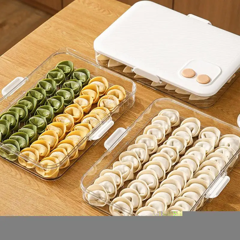 

Refrigerator Dumpling Box 2-Layers Dumpling Container Date Timer Dumpling Organizer Stackable Food Grade Dumpling Holder With