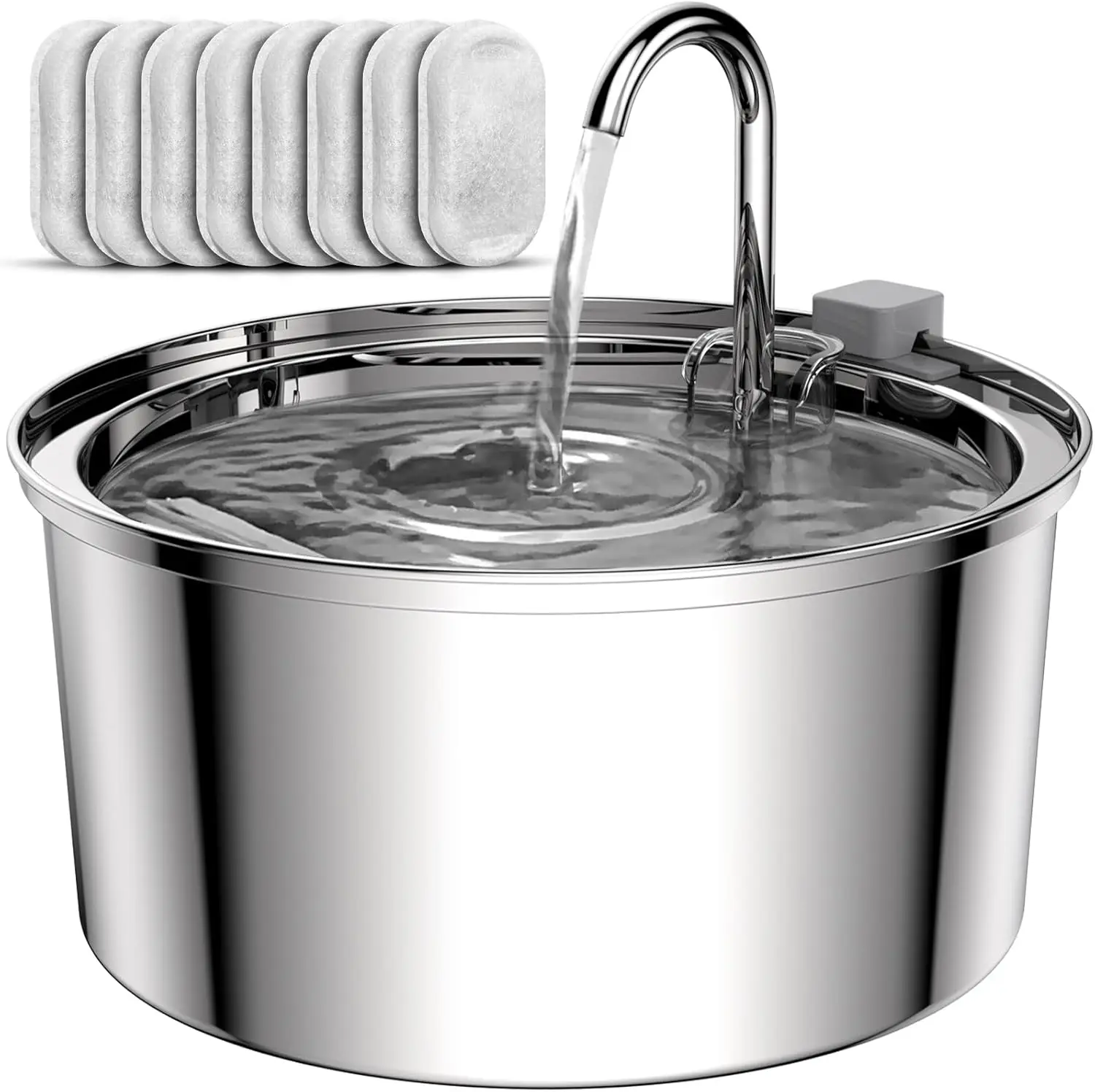 

3.2L Automatic Stainless Steel Pet Fountain, Ultra-Quiet Pump with 3 Filters for Cats and Dogs