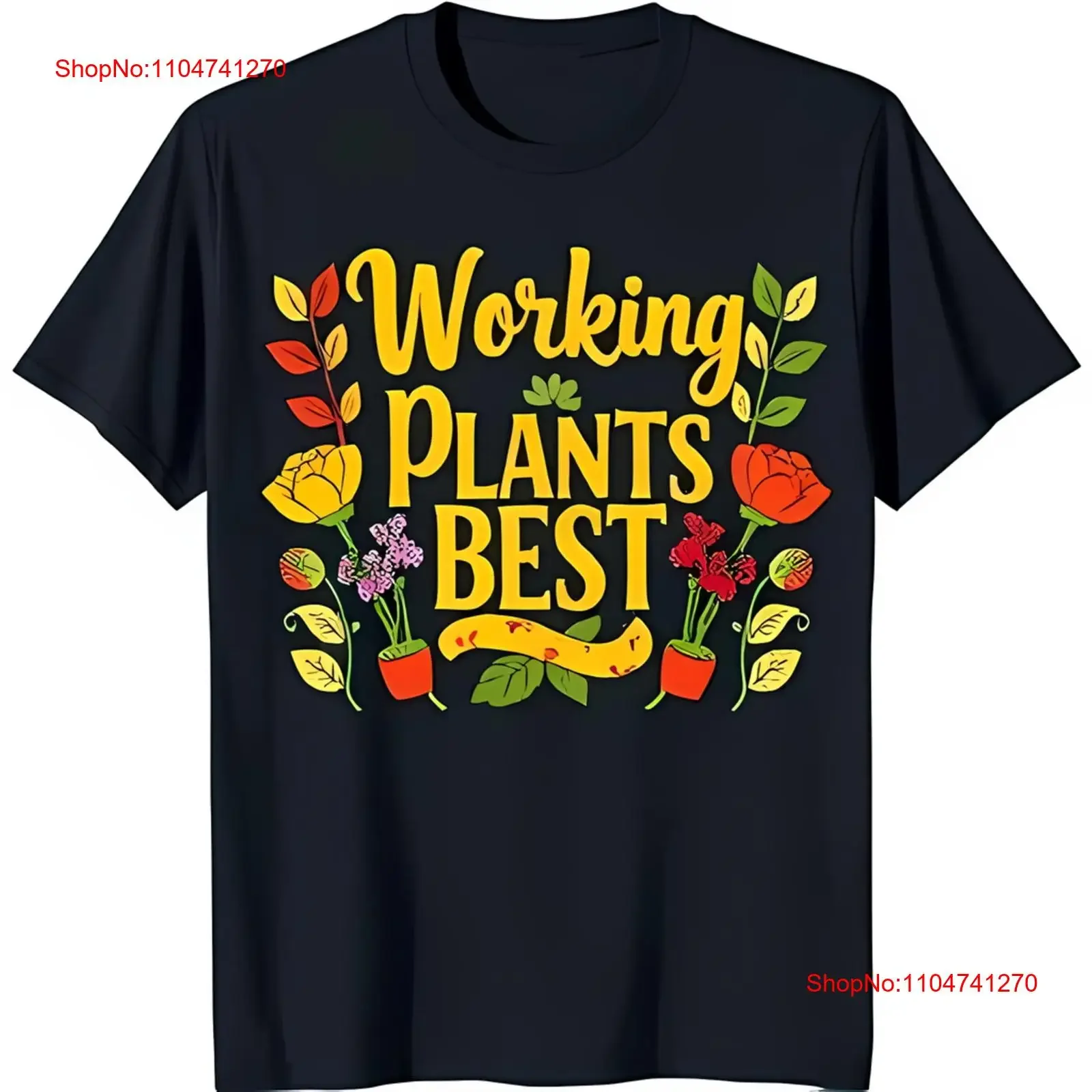 

Жирная черная футболка с красочным цветочным принтом «Рабочие растения» Лучший дизайн винтажная стираная уличная одежда с графикой Повседневная стильная одежда
