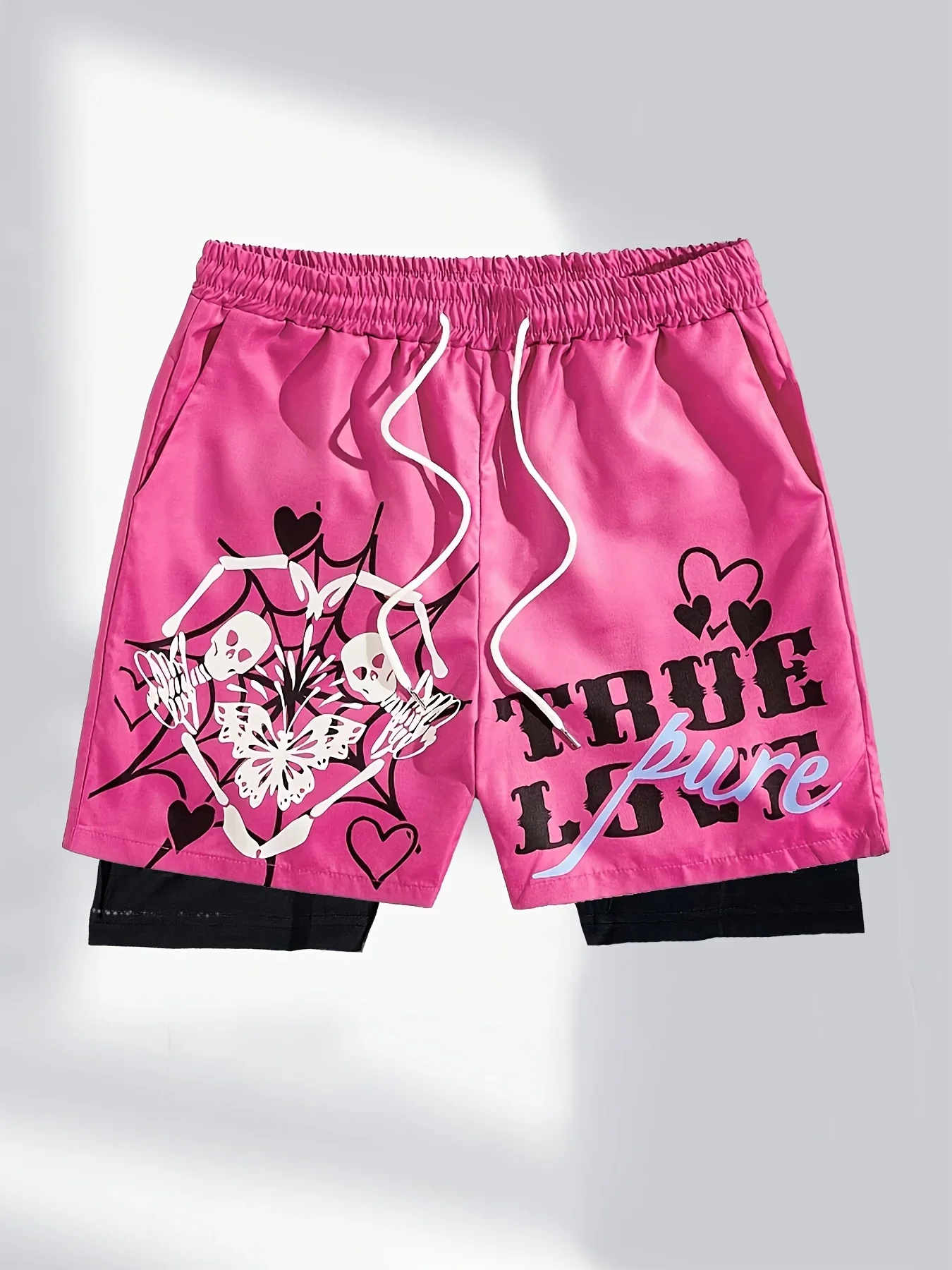 

Men's quick-drying printed sports shorts with a loose fit and adjustable drawstring, suitable for fitness and outdoor activities