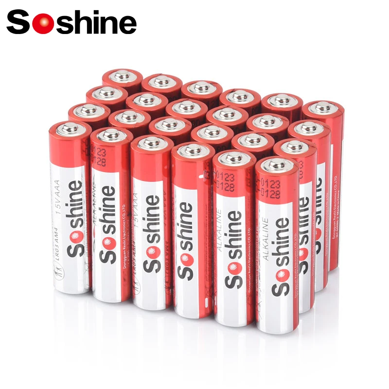 

Soshine 24PCS 1.5V AAA Disposable Alkaline Batteries AAa Primary Dry Batteries for LED Light Toy Camera Flash Shaver CD Player