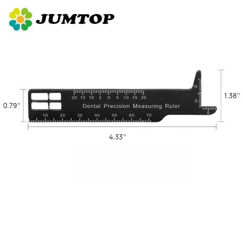 

JUMTOP Dentistry Tools Dental Precision Measuring Ruler Aluminum Orthodontic Tooth Measuring Gauge Ruler
