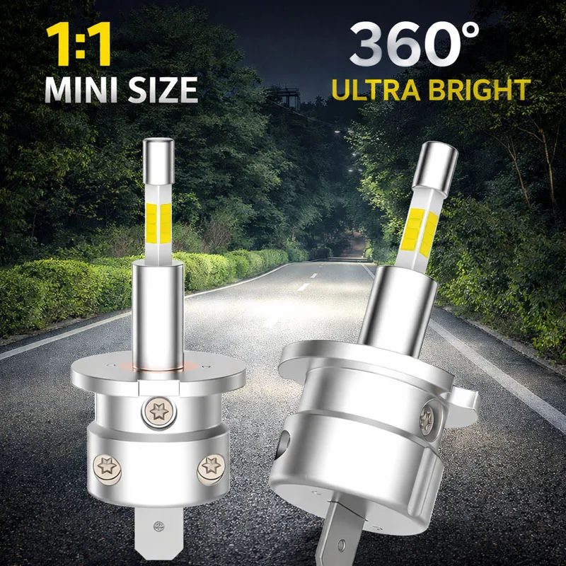 Bombilla LED Carlke H11 H1 para Faros Delanteros, Mini Reemplazo Halógeno 360, Lámpara Automotriz H3 H4 H7 H8 H9, Ventilador Turbo 1:1, Luz para Auto 9005 Hb3 9006 Hb4
