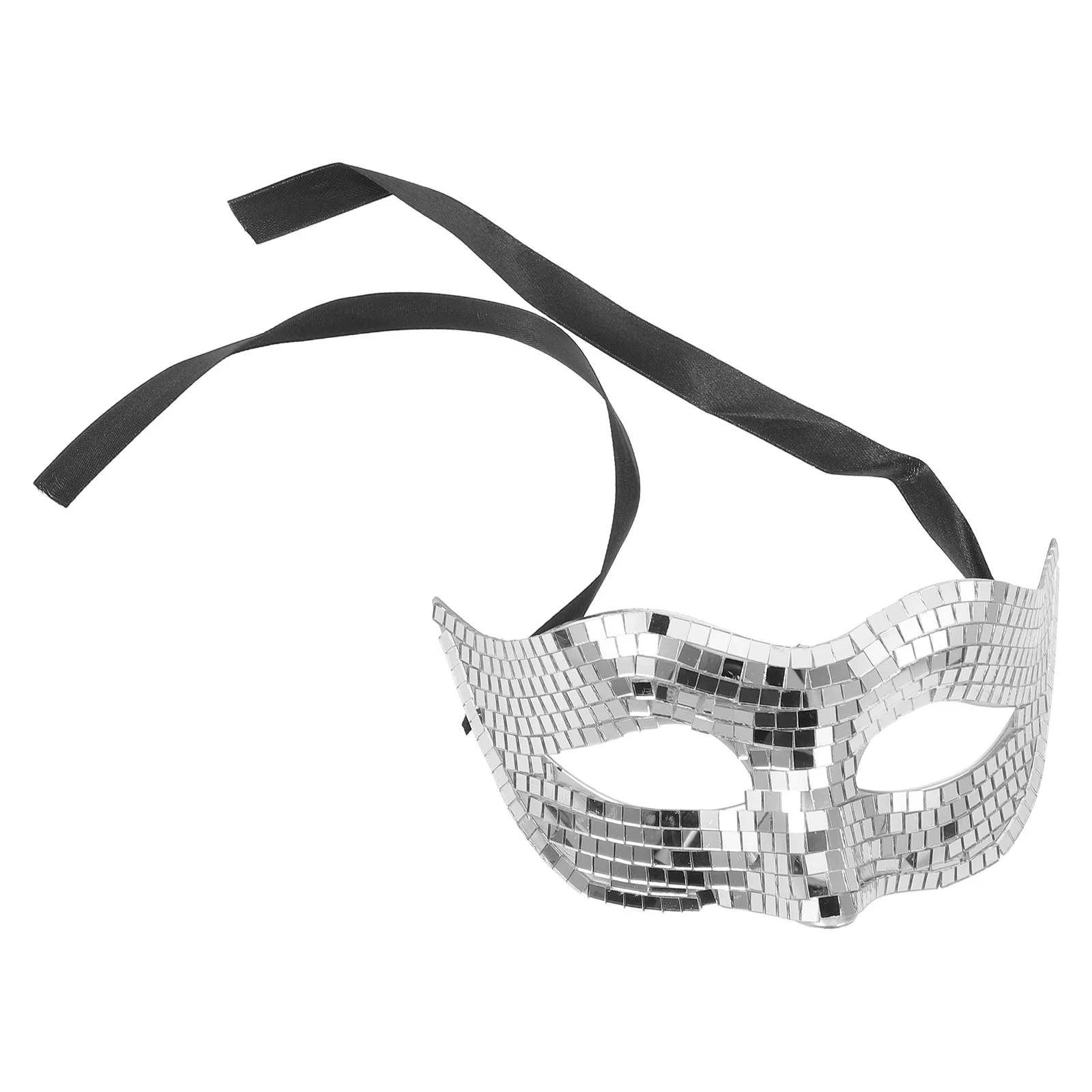 

Comfortable Fit Disco Ball Masquerade Mask Glitter Reflective Party Halloween Dance Festival Costumes Prom Ball Silver