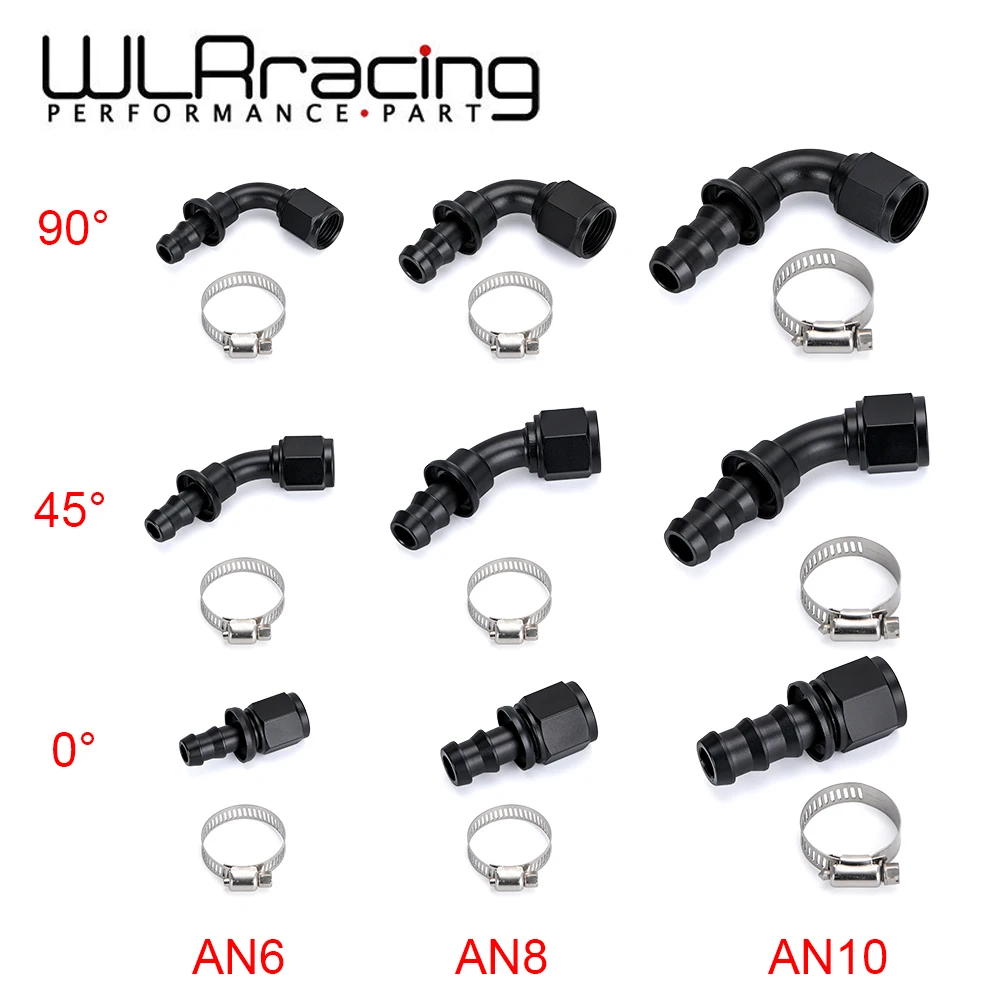 Universal AN6 AN8 AN10 Push-on Hose End Fittings Fuel Oil Cooler Hose Fitting 0 45 90 180 Degree Reusable Connection Adapter