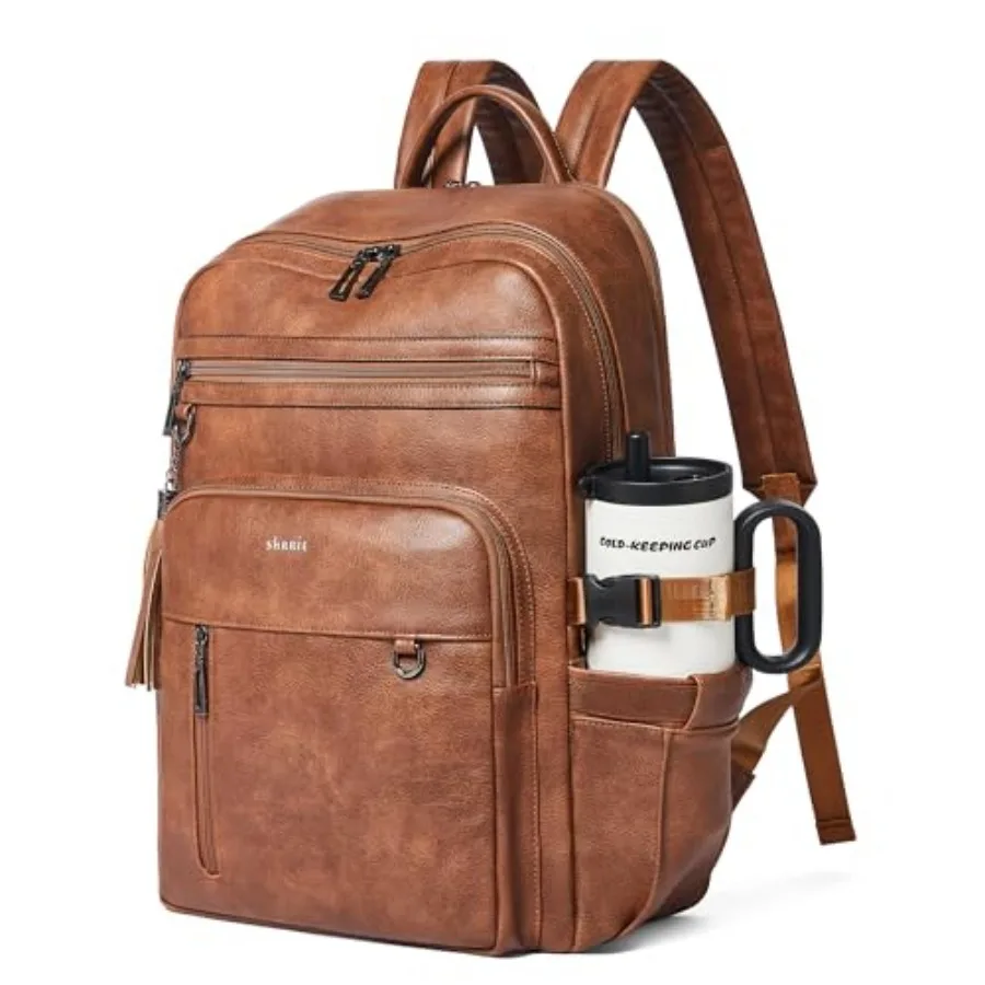 

Shrrie Vegan Leather Laptop Backpack for Women, 17 Inch Computer Backpack Purse for Work Business College Travel Teacher Nurse
