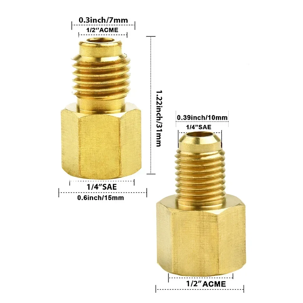 2X R12 To R134a R134a To R12 Adapter Kits 1/4 Female Flare 1/2 Acme Male Car Air Conditioner Adapter Safety Valve NEW
