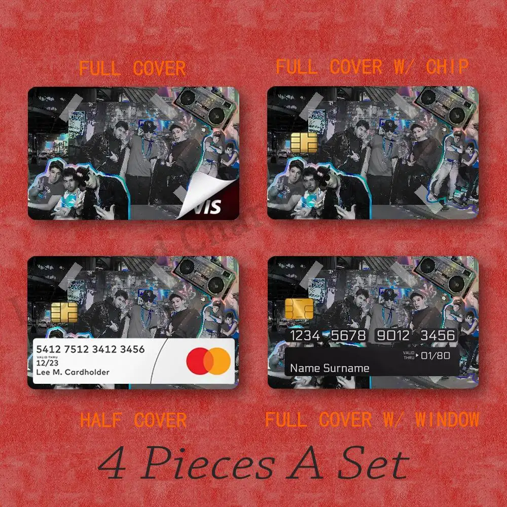 B-BeastieS B-Boys Inspired Rock Music Laser Film 4 In 1 Set Card Skin Stickers Full Half Cover Chip Window Credit Metro ID Cards