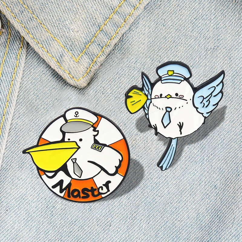 with Leaf Pines Enamel Blue Hat Bird Badges Jewelry Gifts for Kids Friends Cute Letter Pigeon Lapel Brooch Cartoon Flying Doves