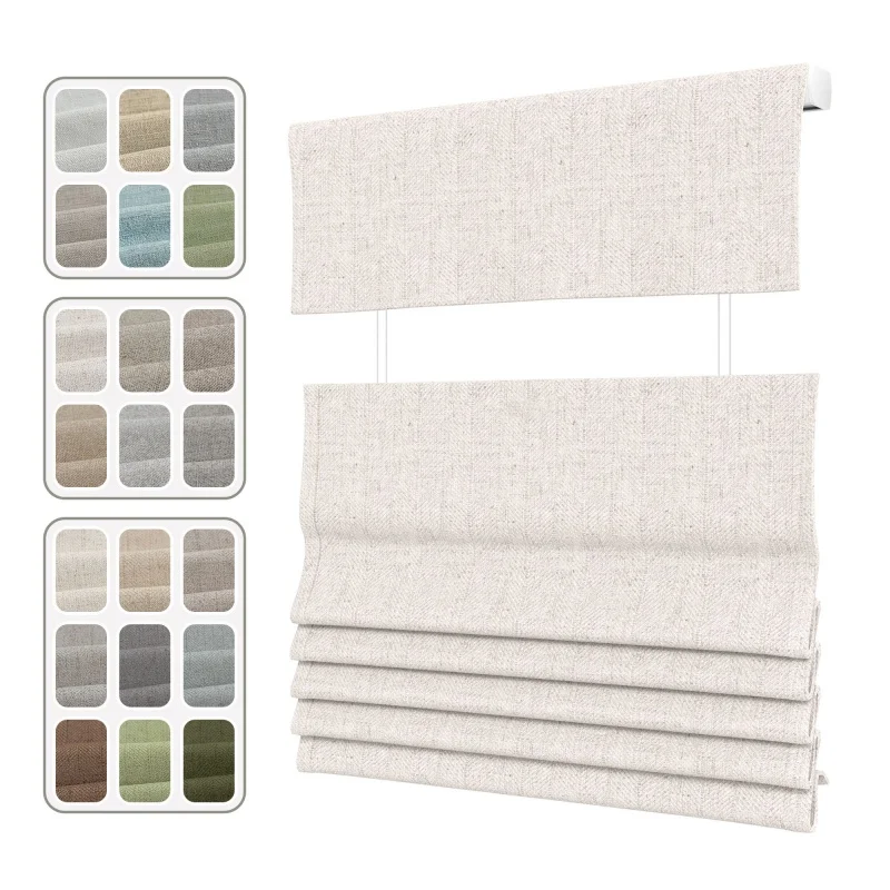 Durable Top Down Bottom UP Roman Shades Linen Fabric Easy To Install UV Block Manual Cordless Roman Blinds For Home Decor
