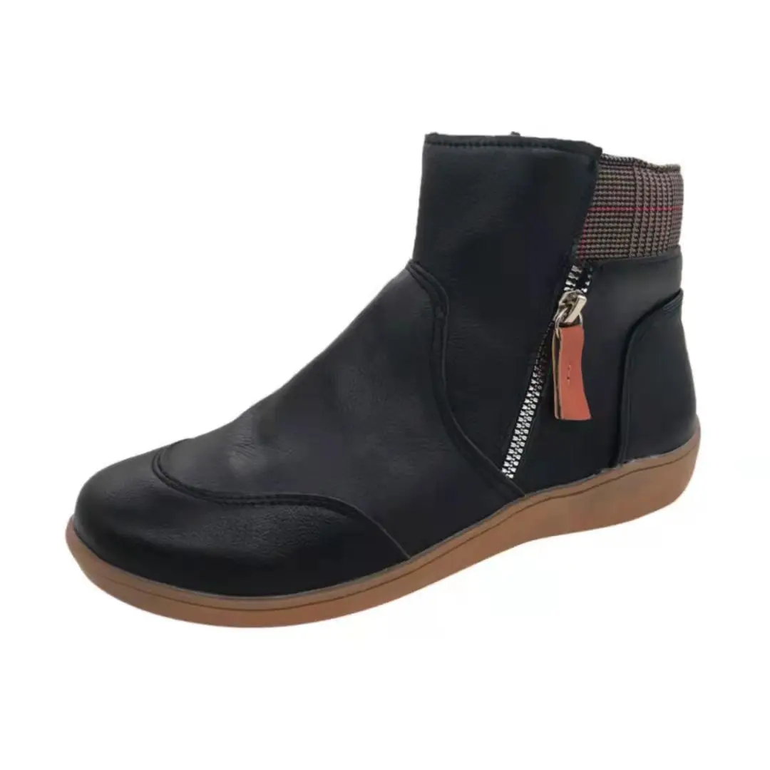 Ankle Boots Women\'s Plus Size Short 2022 Autumn and Winter Double Zipper Flat Snow Boots Wedges Low Top Shoes Botas Femininas