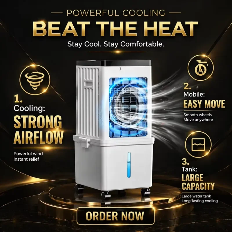 Airwens 9000 BTU Low Noise Energy-Saving Cooling Heating Portable Air Conditioner Self-Cleaning Rolling Wheels Remote Control