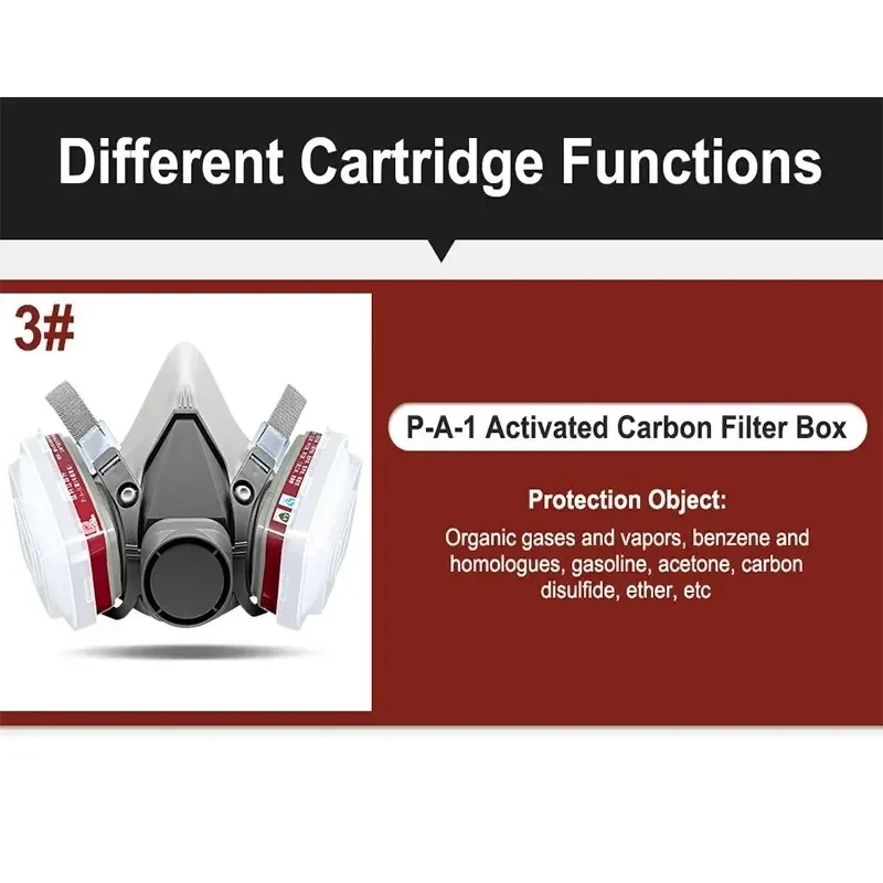 再利用可能なハーフフェイスガスマスク,綿フィルター,レスピレーター,安全作業,塗装,研磨,オリジナル,6200