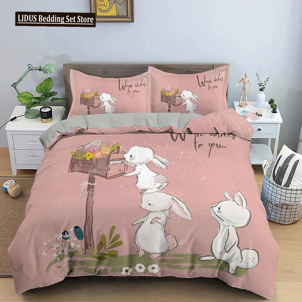 

2/3Pcs Cartoon Animal Duvet Cover Bedding Set 3D Printed Quilt Cover For Bedroom King Queen Full Polyester Bedclothes Home Decor