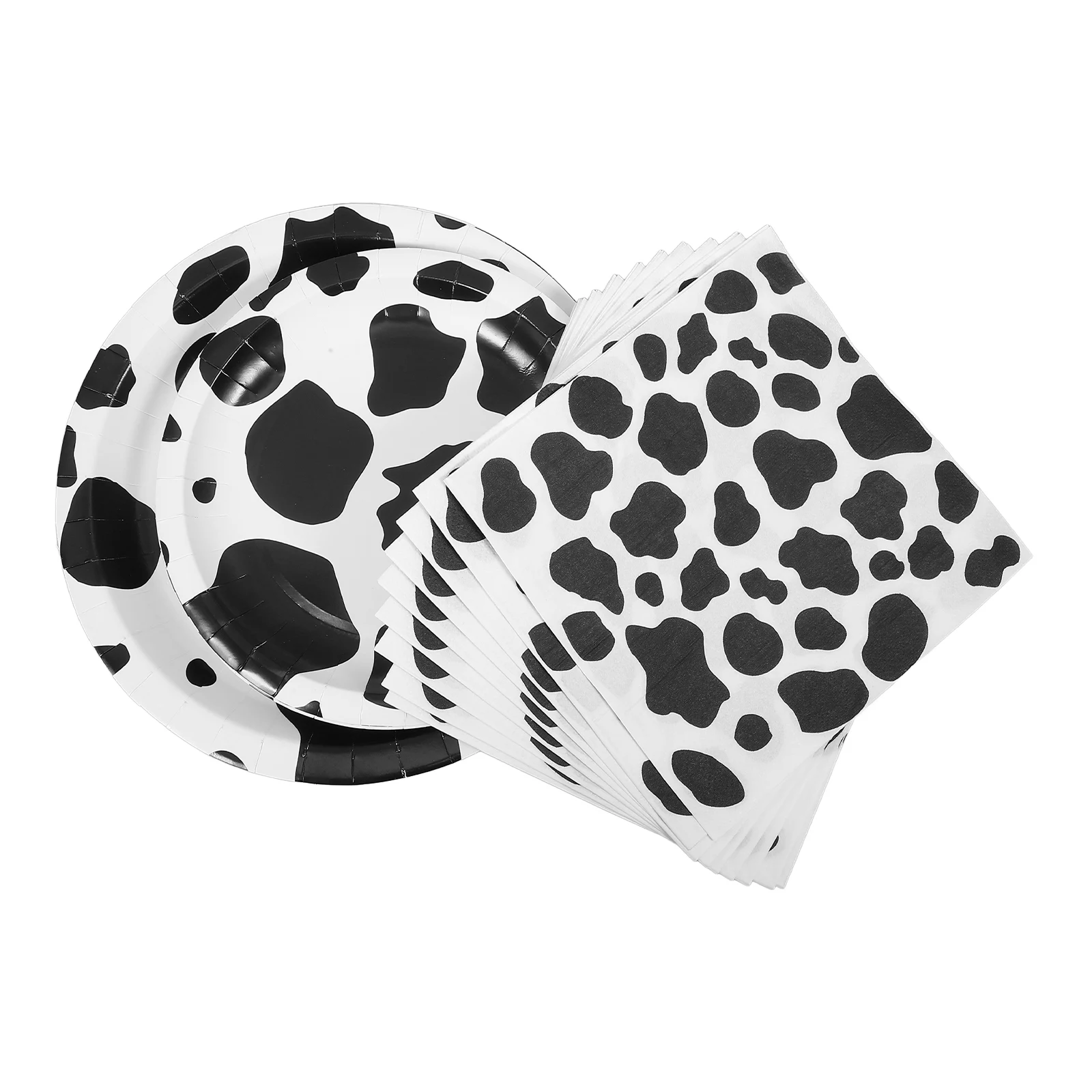 

20 Pieces 7 Inch 9 Inch Black White Paper Plates Napkins Cow Print Farm Theme Party Supplies Disposable Dinnerware Set