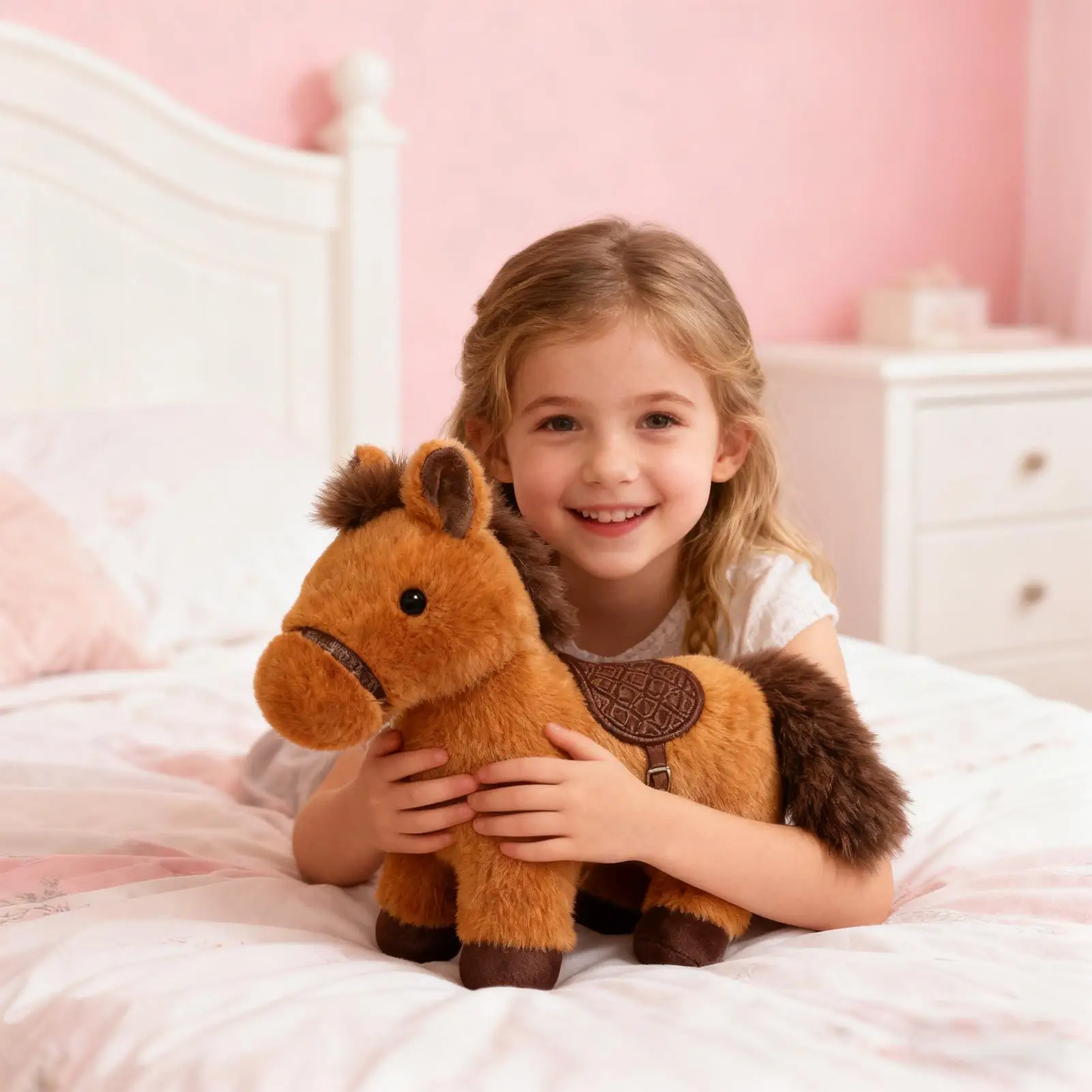 ぬいぐるみ馬のぬいぐるみ、柔らかく抱き心地の良いコレクタブルドール、ソファ、ベッド、カウチ、車の椅子、机、リビングルーム用の柔らかく抱き心地の良いぬいぐるみ馬