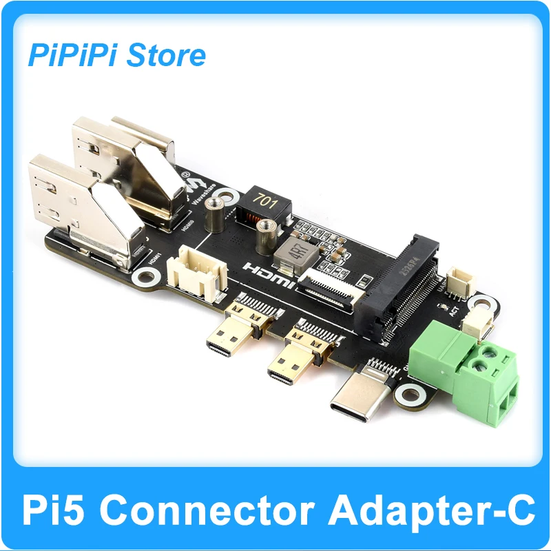 Raspberry Pi 5 PCIe to M.2 Multi Function Adapter Board Supports Dual 4K HDMI Output Supports  2230 2242 size M.2 SSD
